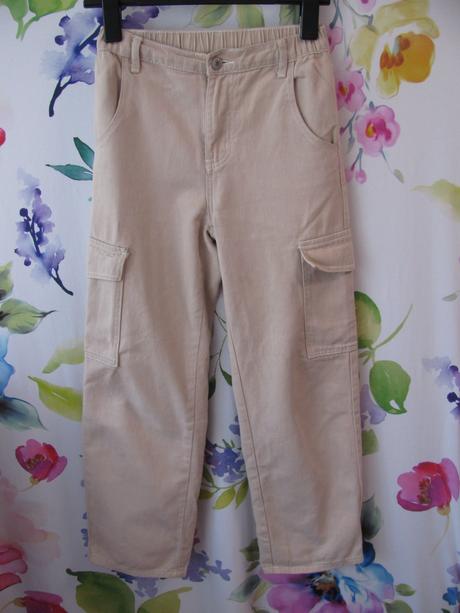 Dívčí béžové cargo kalhoty, džíny, 158
