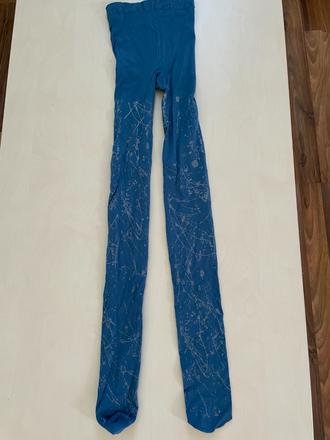 Nenošené silonky se stříbrným vzorem, vel není měř, xs