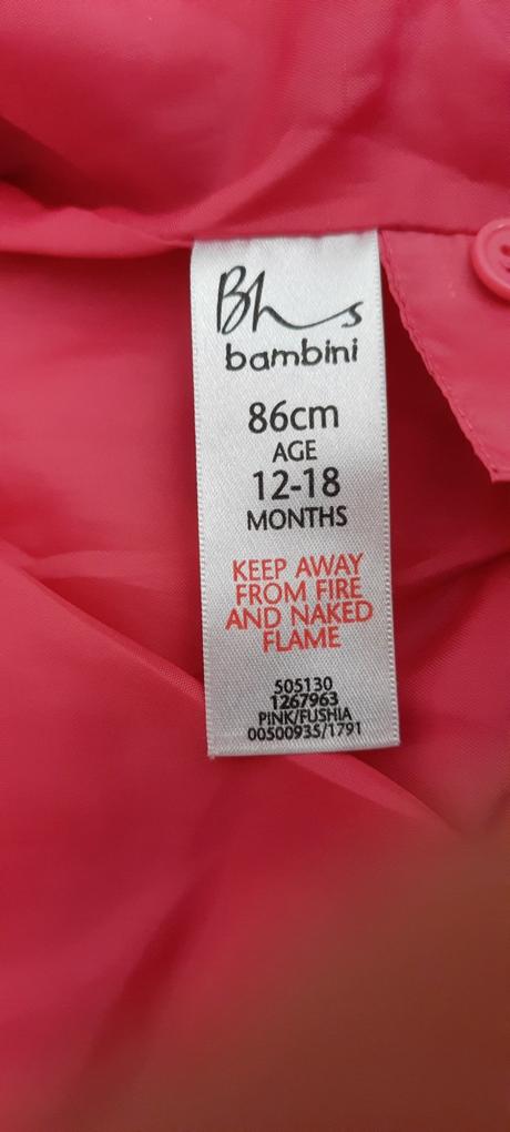 Dívčí teplejší bunda vel. 12-18měs (86cm), 86