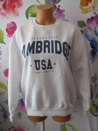 Dívčí bílá bavlněná mikina, styl oversize, house,xs