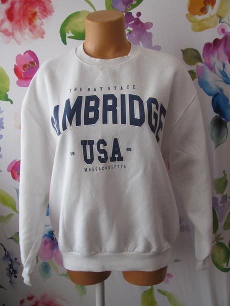 Dívčí bílá bavlněná mikina, styl oversize, house,xs