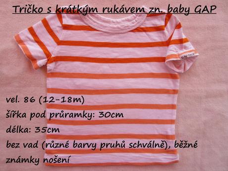Tričko s krátkým rukávem zn. baby gap, gap,86