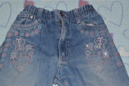 Džíny, rifle s výšivkou a flitry, široké, topolino,122