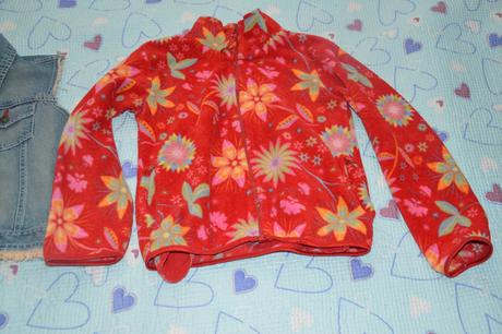 128 fleesová mikina a džínová vesta, h&m,128