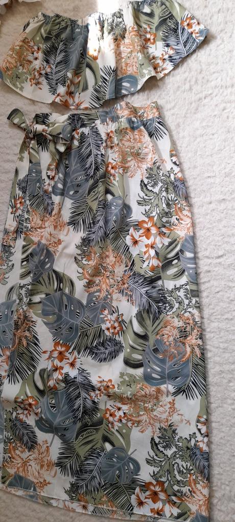 Shein tropický plážový set top s maxi sukní, l