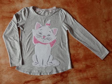 Tričko s kočičkou s překlápěcími flitry, 134/140, h&m,134