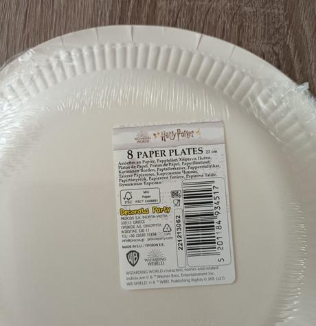 Papírové talíře harry potter, 