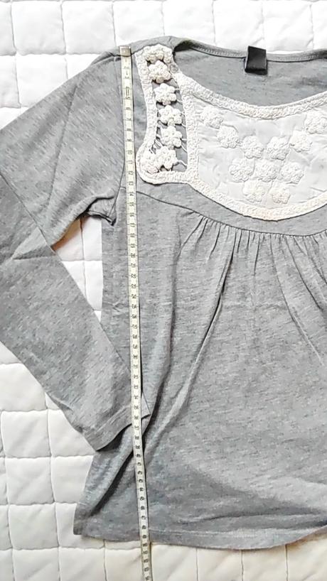 Šedé tričko - tunika s krajkovou vsadkou, zara,128