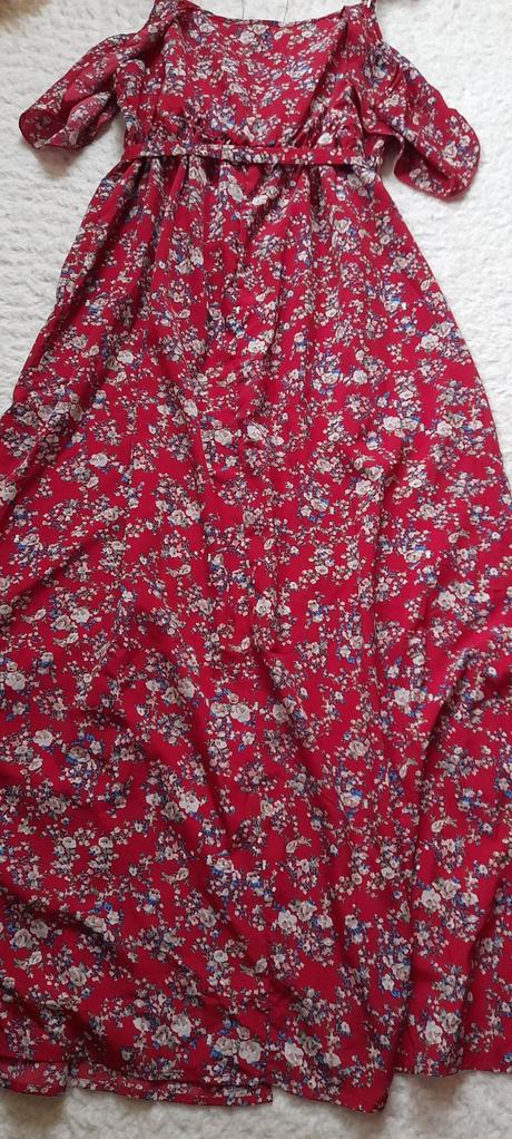 Shein vínové květinové dlouhé šaty s páskem, xl