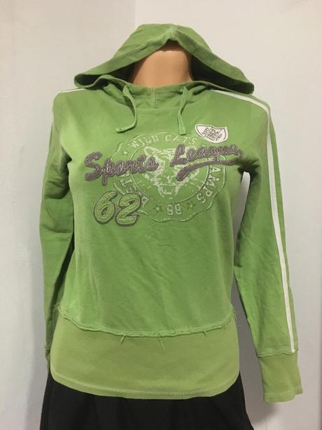 Vel. 36 zelená dámská mikina s kapucí, 36