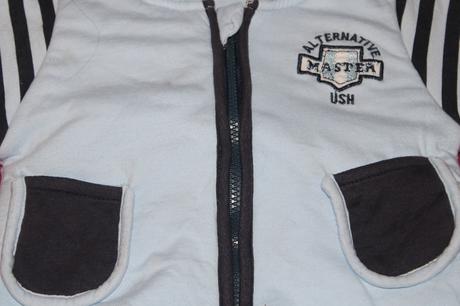 Klučičí mikina nápis, proužky, 80