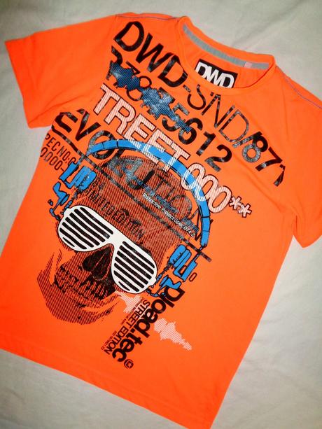 Luxusní svítivě oranžové tričko s lebkou 158/164, c&a,158 / 164