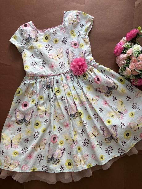 Ob/ šaty letní tyrkysové s motýli - v.7/8 let, m&co,128