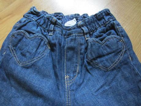 Podšité, zateplené srdíčkové džíny, rifle, h&m,92