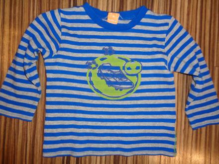 Modrošedé pruhované tričko s kopačkou, 98