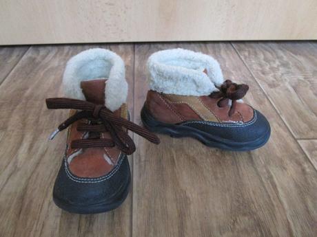 Pěkné hnědé kožené kotníčkové boty s kožíškem, 21