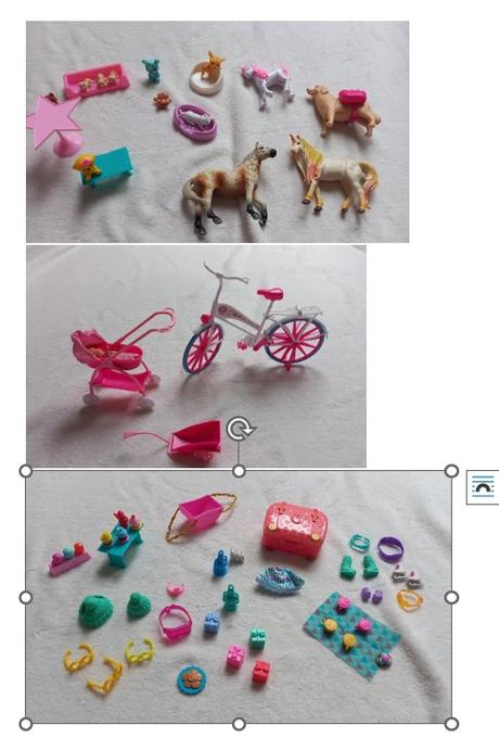 Doplňky k l.o.l. a barbie panenkám - cena celkem, 