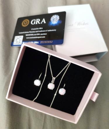 Luxusní stříbrná sada s opálem, 