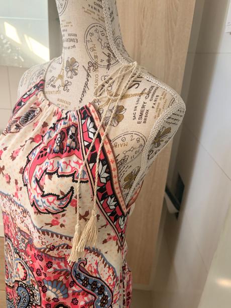 Paisley vzor šaty růžovo/cerno/bezove xs, xs