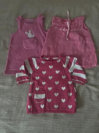 Set 3x šaty vel. 68/3-6 měs, 68–80