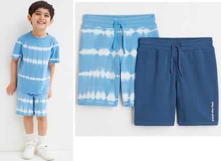 2-pack kraťasy h&m batikované modré + tmavé v. 134, h&m,134