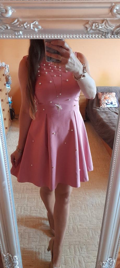 Společenské krátké šaty s perličkami, orsay,36