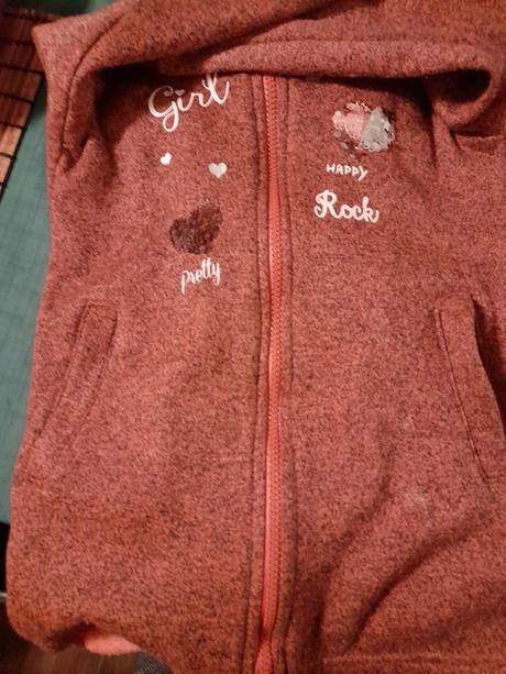 Červenohnědá mikina s flitry s chlupatou kapucí, 128