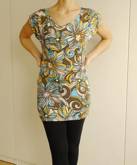 Tyrkysovo-zluto-hnede dlouhe tricko orsay 34, orsay,34