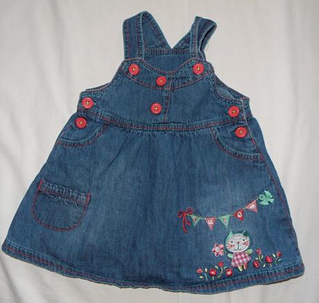 S93. riflová šatovka s kočičkou 3-6 měs., george,68