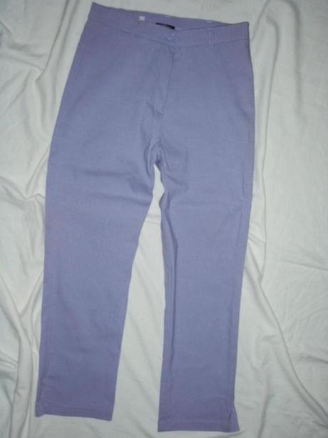 Bombastické elastické 7/8 kalhoty - lila barva, 38