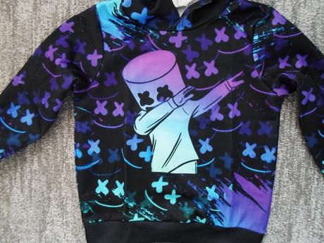 Černá fialová mikina s kapucí marshmello -fortnite, 110