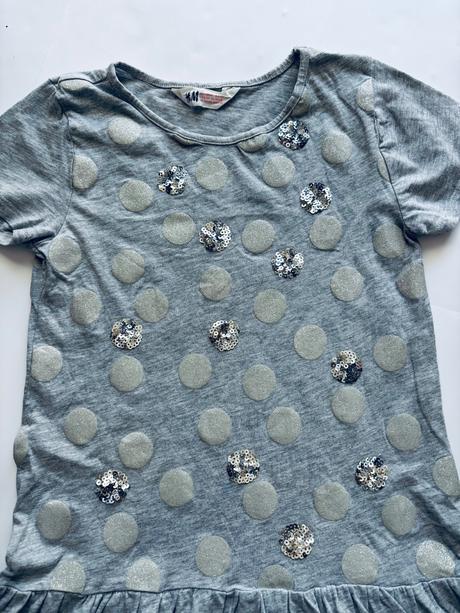 Ob/ šaty šedé s puntíky - v.134/140, h&m,134
