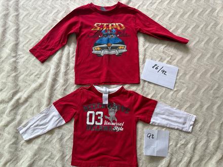 2 trička s dlouhým rukávem, velikost 86/92, h&m,86