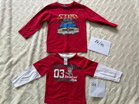 2 trička s dlouhým rukávem, velikost 86/92, h&m,86