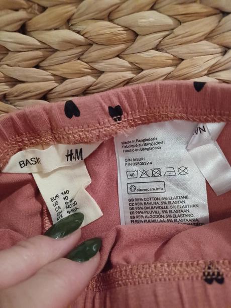 Starorůžové legíny se srdíčky h&m 140/146, h&m,140