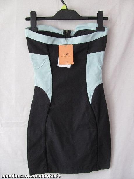 Elastické šaty kombinace černé světle modré,tyrkys, bershka,s