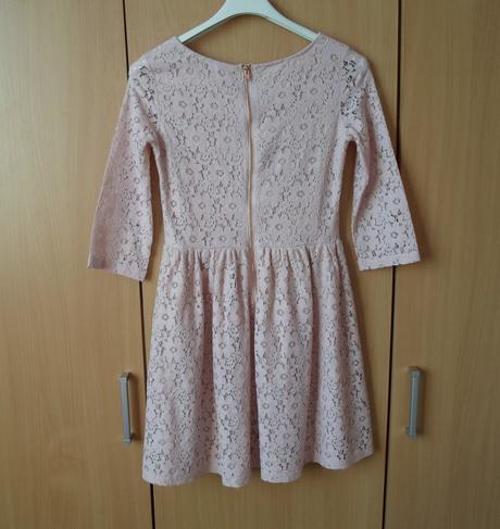 Růžové krajkové šaty šatičky, h&m,152