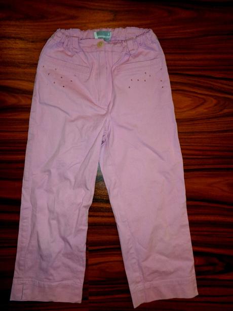 Krásné 3/4 fialkové elastické kalhoty, 128