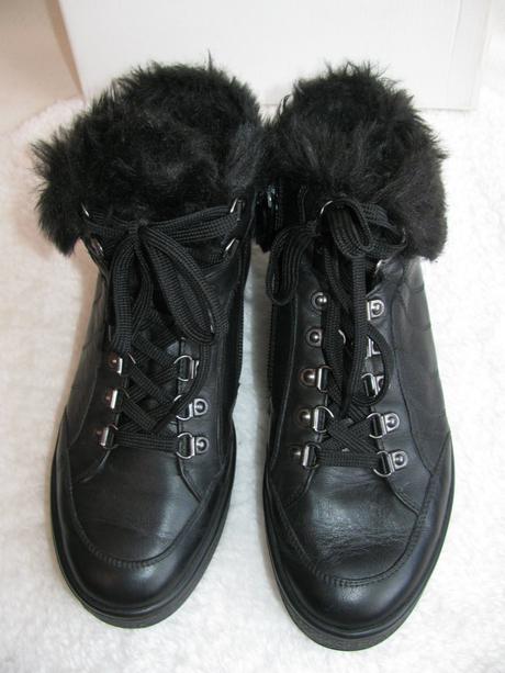 Černé kožené polokozačky s kožešinou geox, geox,38