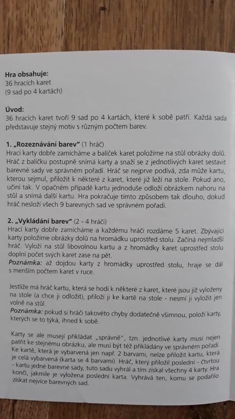Výuková karetní hra.,