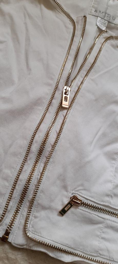 Amisu elegantní bílý kabátek se zlatými zipy, amisu,40