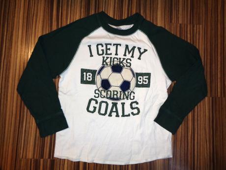 Luxusní bílozelené tričko našitým míčem 128/134, oshkosh,128