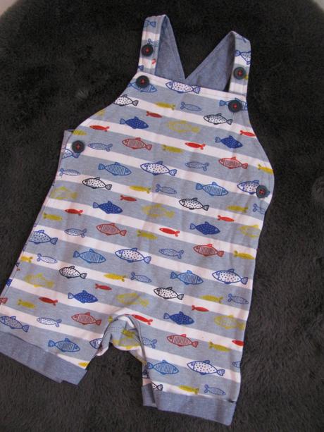 Letní bavlněné kraťasy s laclem s rybičkami, 74