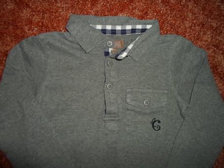 Šedé tričko triko límečkem košile polo dlouhý, 104