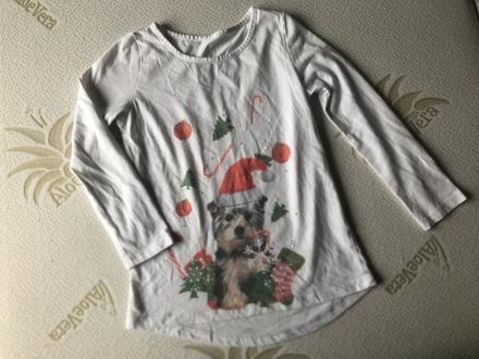 Bílé vánoční triko s jorkšírem, 116
