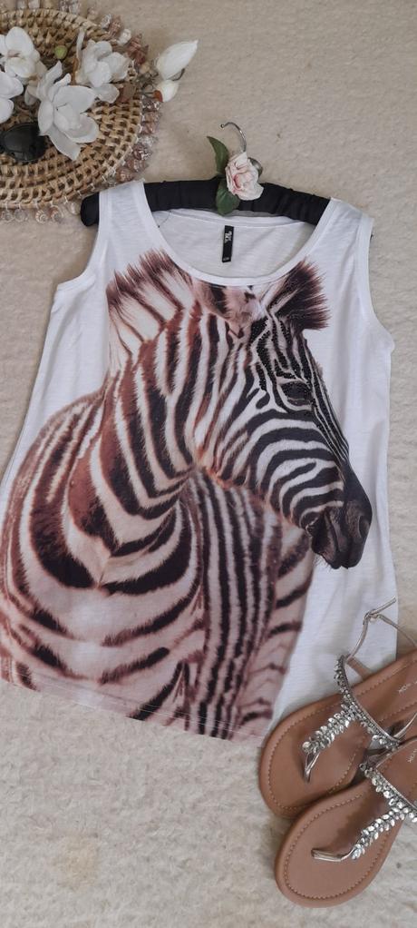 Zebra bílý letní top maxi blue, 42