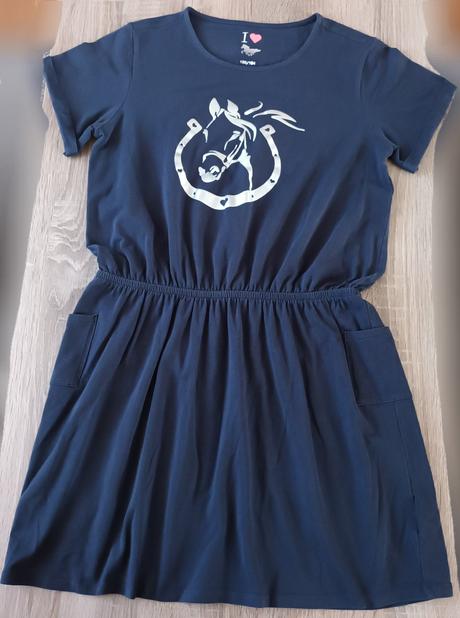 Tmavě modré šaty krátký rukáv kůň tchibo, tchibo,158