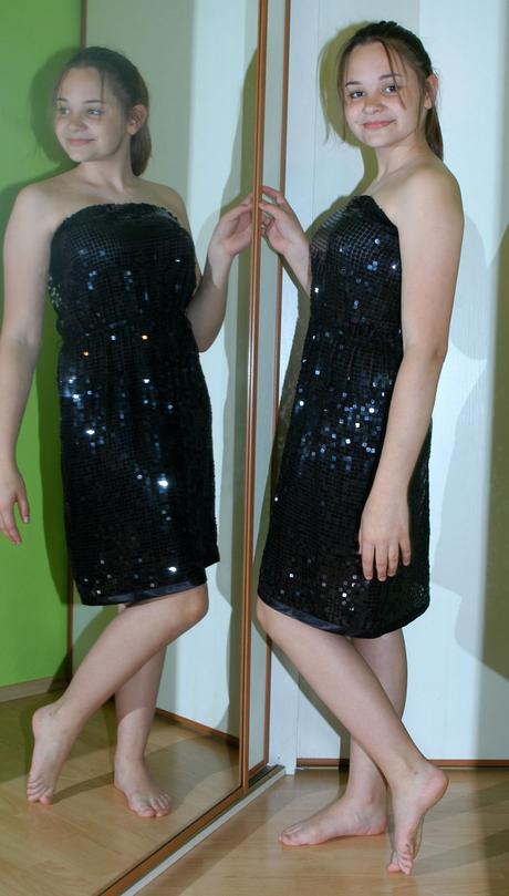 Slavnostní černé flitrové dívčí šaty, taneční, topshop,36