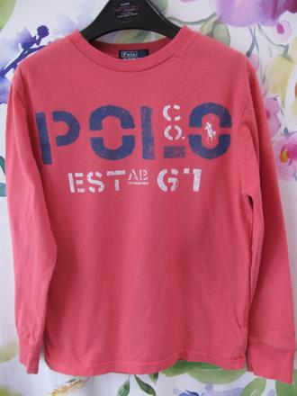 Bavlněné červené tričko s nápisem, unisex, ralph lauren,128