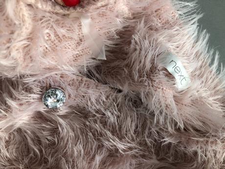 Růžový svetr bolerko kabátek next 4roky 104cm knof, next,104